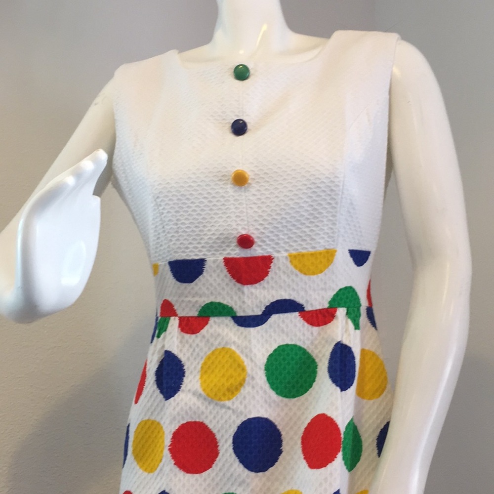 Vintage Primary Color Polka Dot Maxi Dress 1960s